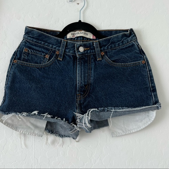 Vintage Levis 505 Dark Wash Denim Cutoff Jeans - Picture 3 of 8